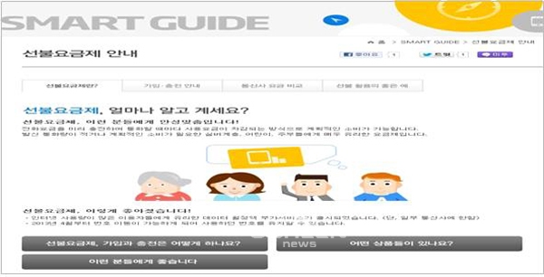 ▲스마트초이스의선불요금제안내메뉴