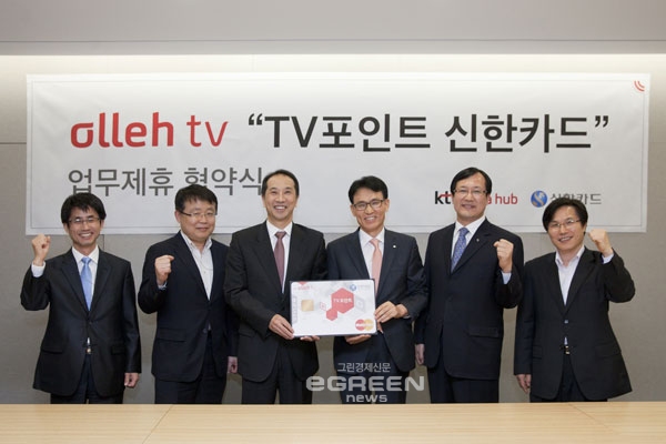 ▲올레TV,‘TV포인트신한카드’출시
