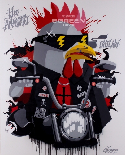 ▲ArtimeJoe,BikerGang,Spray,Marker&AcryliconCanvas,130x162.2cm,2013
