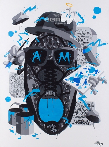 ▲ArtimeJoe,BLKCAMO,Spray,Marker&AcryliconCanvas,97x130cm,2013
