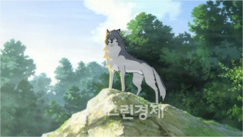 ▲늠름한모습으로산꼭대기에올라서‘하나’를내려보는‘유메’