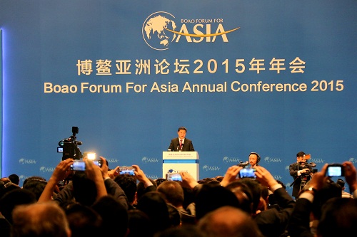 보아오포럼에서 일대일로 구상을 밝히고 있는 시진핑 중국 국가 주석.  