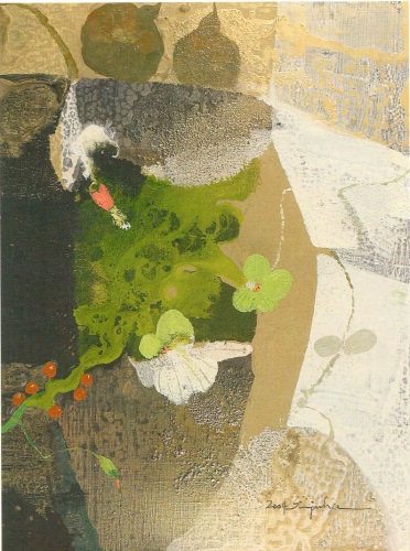 심주희 작 또 다른 정원, 65.2x45.5cm, 캔버스에 혼합매체, 2004 