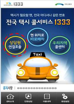 Figure 4. 전국콜택시 1333 서비스