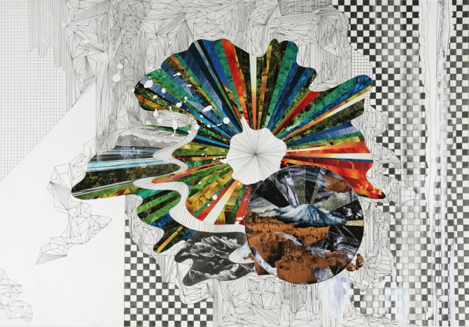 최은정, Floating Garden3, Mixed media on paper, 80 cm × 57 cm, 2010