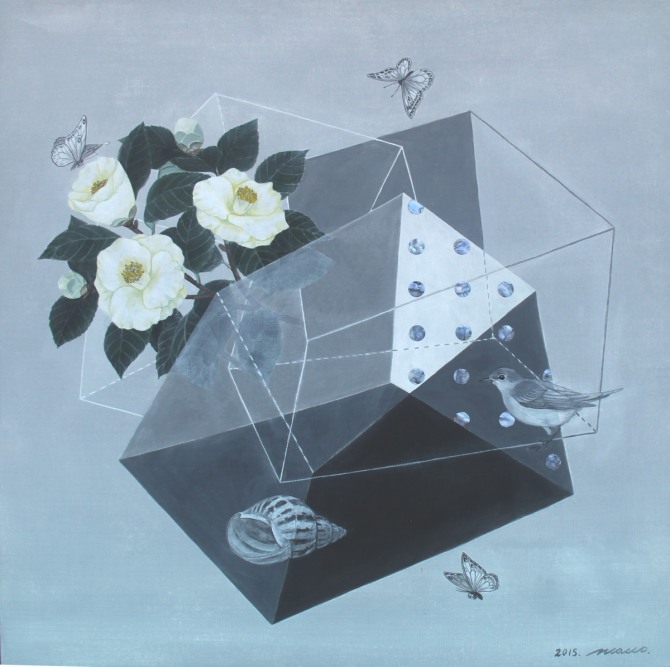 조현동 자연-경계 80x80cm 천에 혼합재료 2015