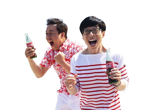 3년째 코카콜라 모델로 선정된 유재석(오른쪽), 정준하(왼쪽)/사진=코카콜라 제공