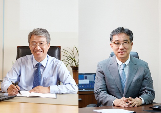 HDC신라면세점 공동대표인 양창훈 아이파크몰 사장(왼쪽)과 한인규 호텔신라 부사장(오른쪽)