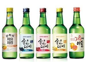 (왼쪽부터)처음처럼 순하리, 좋은데이 컬러시리즈, 자몽에이슬/사진=각 사 제공