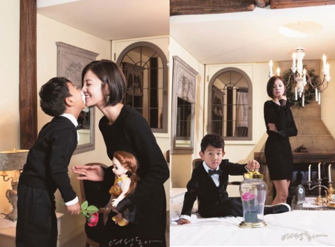 배우 김성은이 아들 정태하군과 함께 촬영한 화보 사진을 공개해 많은 네티즌들의 뜨거운 관심이 모이고 있다./사진=여성동아 제공
