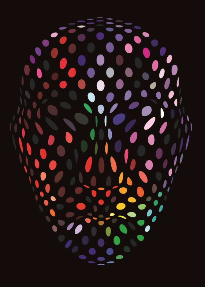 함영훈, FACE (inside), 256 dots composition, Acrylic on Canvas, 2013