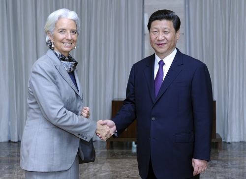IMF 라가르드 총재와 시진핑 중국 국가 주석.   