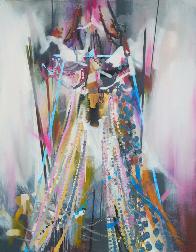 이현정 작 'bling bling'(chandelier), Acrylic, Oil on the back of acrylic board, 116.8x91cm, 2015