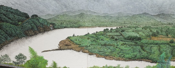 이현열 작 '화석정에서 바라본 임진강', 90×232cm, 한지에 수묵채색, 2009