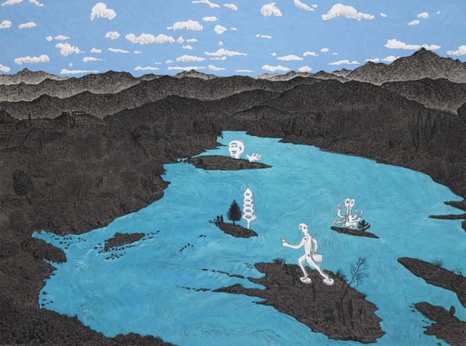 이현열 작 '명상의 공간2', 97×130cm, 한지에 수묵채색, 2011
