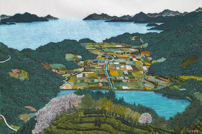 이현열 작 '봄이 오는 보성', 70×100cm, 한지에 수묵채색, 2015