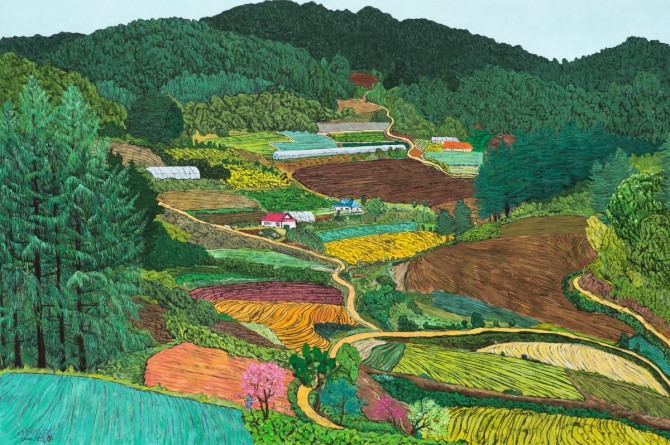 이현열 작 '여름이 오는 주천', 80×120cm, 한지에 수묵채색, 2015