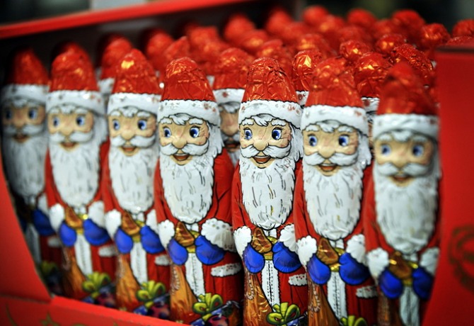 독일에서 인기가 높은 산타클로스 모양의 초콜릿.