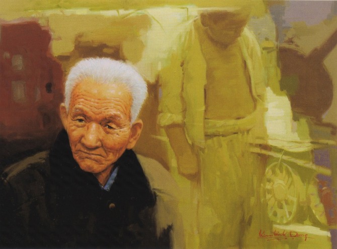 김복동 작 노인-한국사, 65.2x50.0cm, oil on canvas, 2001