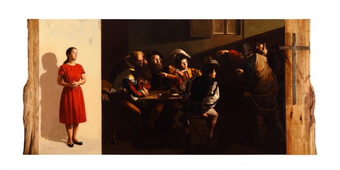 김복동 작 Salvation 2015-13, oil on canvas & wood, 344x161.9cm