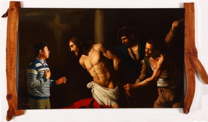 김복동 작 Salvation 2015-12, oil on canvas & wood, 260x149.5cm