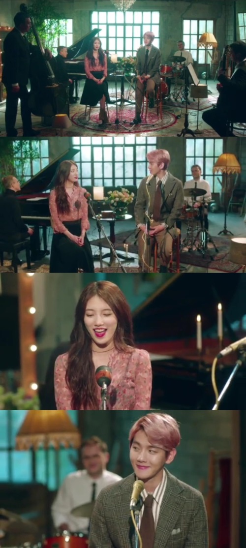 수지와 백현의 듀엣곡 '드림'은 이제 막 사랑에 빠진 풋풋한 남녀의 사랑 이야기를 담은 달달한 러브송이다./사진='드림'뮤직비디오