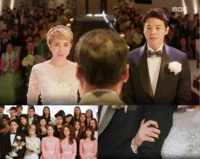 3일 방송된 MBC 수목극 '한번 더 해피엔딩'에서 홍애란 역의 서인영이 방동배 역의 박은석의 다이아몬드를 넙죽 받아들고 결혼식에 골인했다./사진=MBC방송 캡처