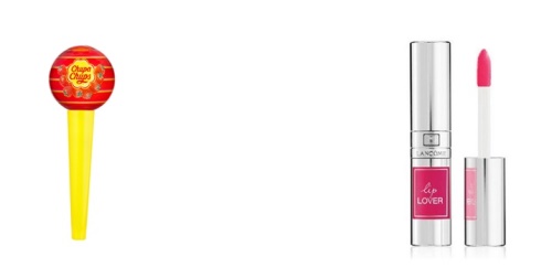 츄파춥스의 ‘캔디글로스(03 스트로베리)’(좌), 랑콤의 ‘립 러버 틴트 글로스(355 릴리핑크)’(우)