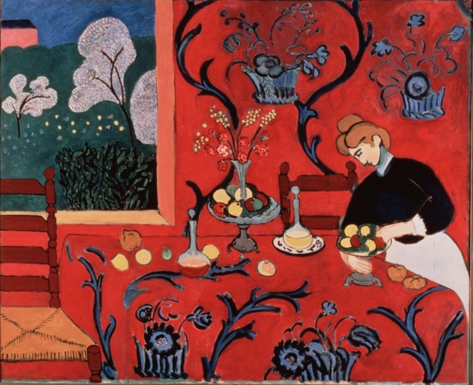 마티스 작 후식: 레드의 조화(붉은 방)(The dessert: harmony in red (The red room)), 1908