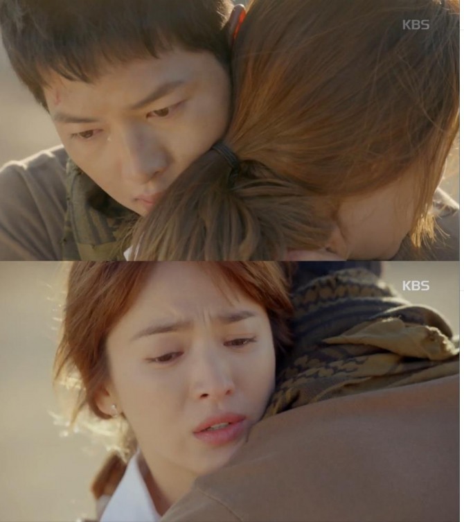 13일 방송된 KBS2 수목드라마 '태양의 후예' 15화가 남자주인공 유시진(송중기)의 생환으로 시청률 34.8%를 기록하며 자체 최고 기록을 경신했다./사진=KBS2 방송 캡처