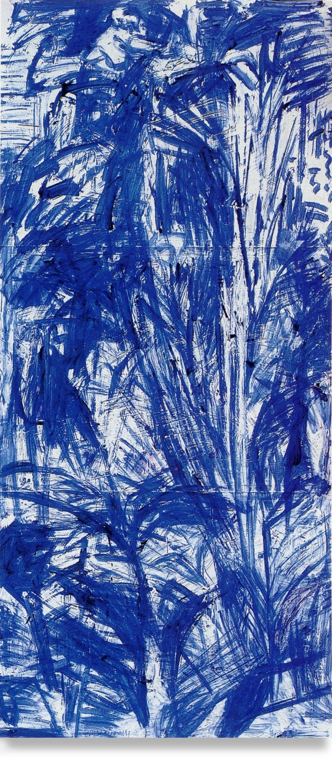 김춘수 STRANGE TONGUE 9006. 230x110cm. acrylic on paper. 1990