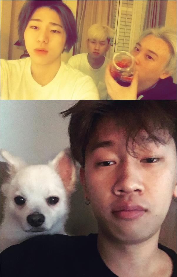크러쉬는 과거 블락비의 멤버 지코, 피오와 함께 찍은 사진 에서도 무심결에 크러쉬 만의 특유한 ‘멍’한 표정을 보였다./사진=지코 SNS, 크러쉬 SNS