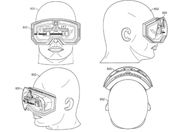 애플은 지난 2013년 10월 이같은 스키 고글형 VR헤드셋에 대한 특허를 출원했다. /사진=미특허청 