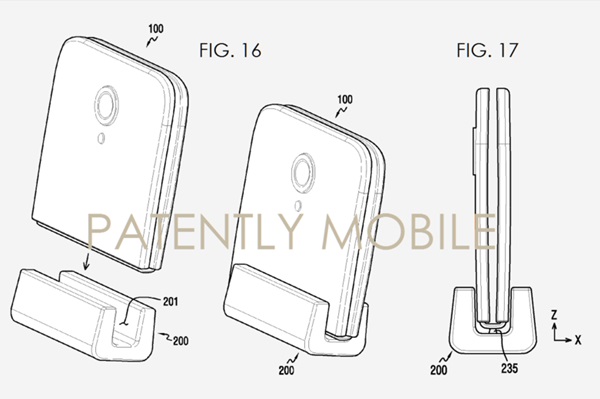 특허출원서에는 접히는 스마트폰의 충전도면까지 등장한다. 사진=페이턴틀리 모바일,미특허청