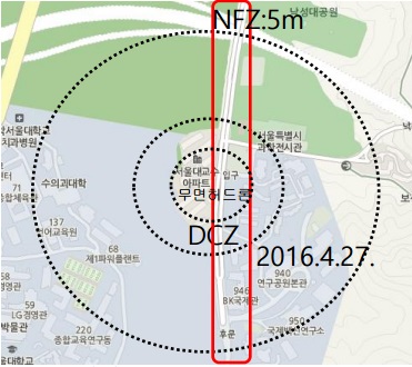 탁승호 박사가 드론 식별칩 기반으로 만든 비행 예약시스템. 칩없는 드론을 날릴 수 있는 구역과 칩이 들어간 예약비행시스템을 가진 비행기가 날 수 있는 구역이 정해진다. 사진=탁승호박사 제공 