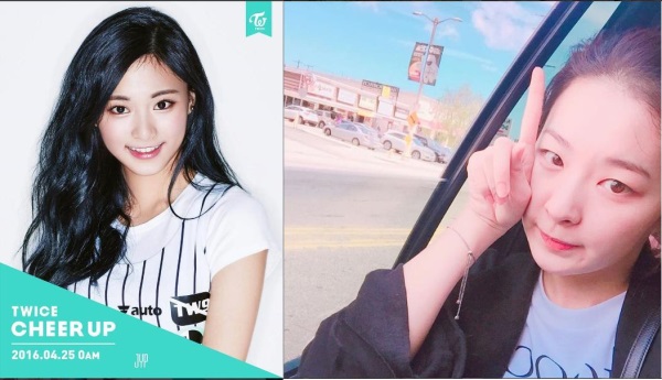 JTBC '잘 먹는 소녀들'에 걸그룹 트와이스 쯔위와 레드벨벳 슬기가 출연 소식을 전하며 일명 '걸그룹 먹방 대전'에 도전장을 내밀었다./사진=(좌)쯔위, (우)슬기 공식SNS