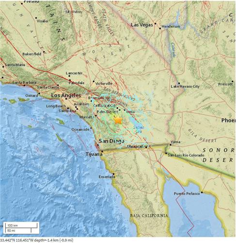 미 캘리포니아서 규모 5.2 지진 발생 /미 지질조사국 홈페이지