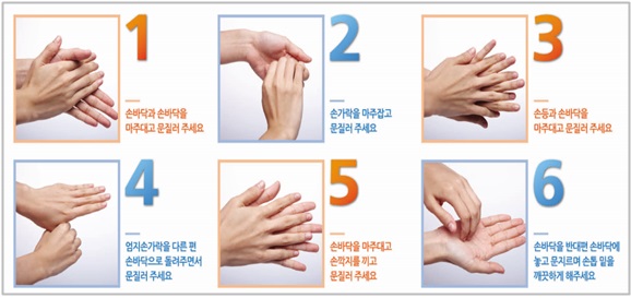 수족구병을 예방 하기 위한 올바른 손 씻기 방법/사진= 빌병관리본부 제공