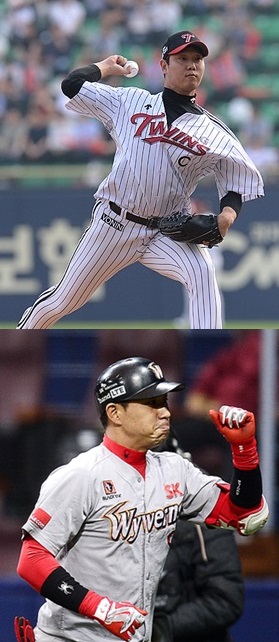 류제국(위)과 김강민/뉴시스