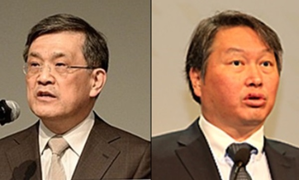 권오현 삼성전자 부회장(왼쪽)과 최태원 SK그룹 회장이 자사 직원들을 대상으로 위기감을 강조하면서 새로운 각오로 일해 줄 것을 당부했다. 사진=뉴시스 