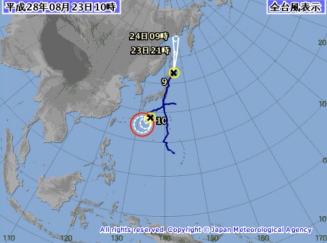 태풍 9호 '민들레'가 일본 수도권에 이어 동북 지역을 관통하면서 홋카이도에서 하천이 범람하고 토사가 붕괴되는 등 피해가 속출하고 있다. 현재 민들레는 홋카이도 인근 지역을 지나고 있다. / 사진 = 일본 기상청 홈페이지