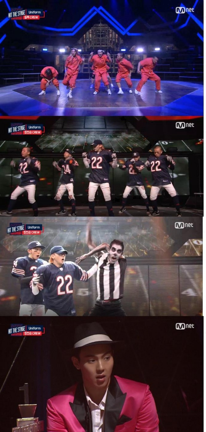 24일 밤 방송된 Mnet '힛더스테이지'에서는 빅스타의 필독이 탈옥 콘셉트로 1위에 올랐다./사진=Mnet 영상 캡처