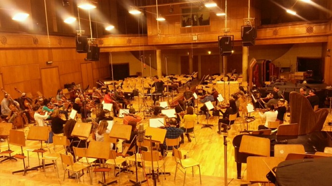 박정우 감독의 '판도라' 영화음악 녹음, 소피아 BNR hall(2016년 2월 21일)