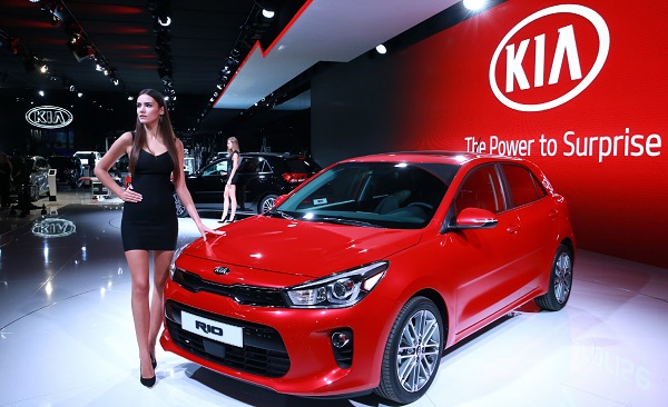 파리모터쇼에 전시된 신형 프라이드(현지명 리오). /기아차 제공