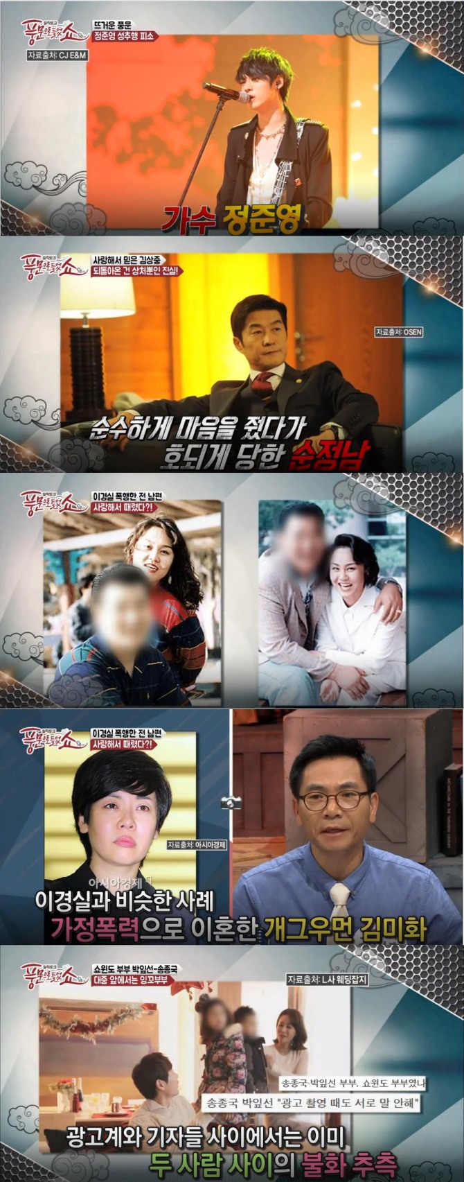 '풍문으로들었쇼' 정말? “그것이 알고 싶다” 정준영, 김상중, 이경실, 서세원, 서정희, 송종국, 박잎선, 옥소리, 박철까지 /사진=채널A 방송캡처