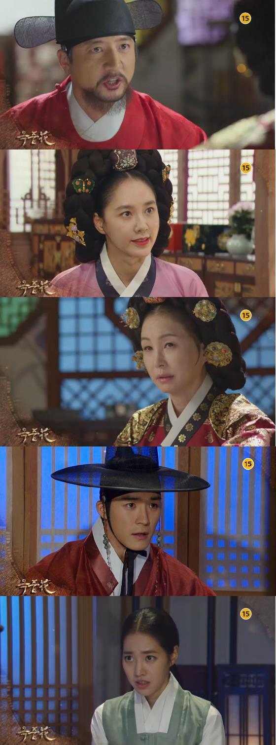 8일 밤 방송되는 MBC 주말드라마 '옥중화' 42회에서는 윤원형(정준호)과 정난정(박주미)이 문정왕후(김미숙)에게 명종(서하준)이 궐 밖에서 만나고 있는 사람이 옥녀(진세연)라고 폭로하는 장면이 그려진다./사진=MBC 영상 캡처