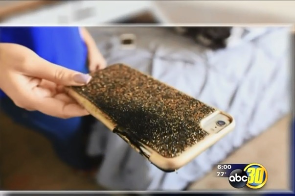 지난 6일 미국 캘리포니아 프레스노시에서 아이폰6S폭발 사건이 발생했다. 사진=ABC30   <br /><br />
 