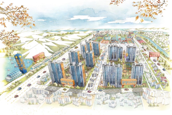 울산 송정지구 한양수자인, 제일풍경채 일러스트 조감도. 사진=한양.