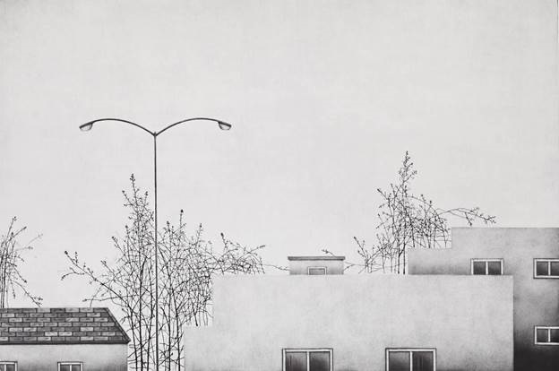 a streetlight, mezzotint, dry point, 40x60cm, 2016 