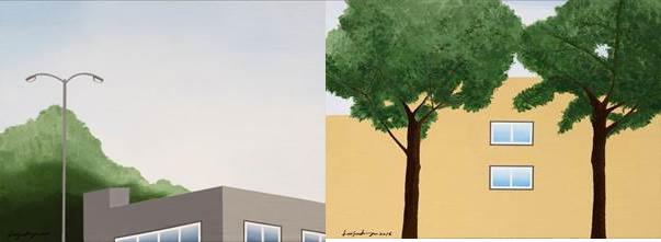 window, acrylic on canvas, 32.5x43.5cm, 2016(왼쪽)  window, acrylic on canvas, 32.5x43.5cm, 2016<br />
